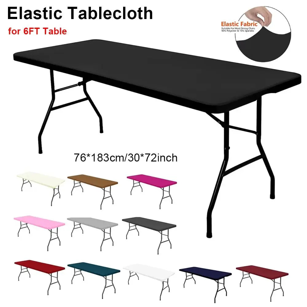 Spandex Elastic Fitted 6FT Rectangular Tablecloth | Wrinkle Free