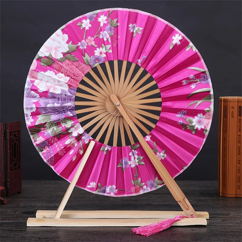Round Bamboo Folding Fan – Chinese Style Tassel | Party Gift