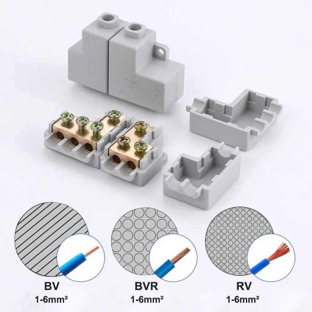Brass Quick Terminal Block Wire Connector 60A 400V Splice