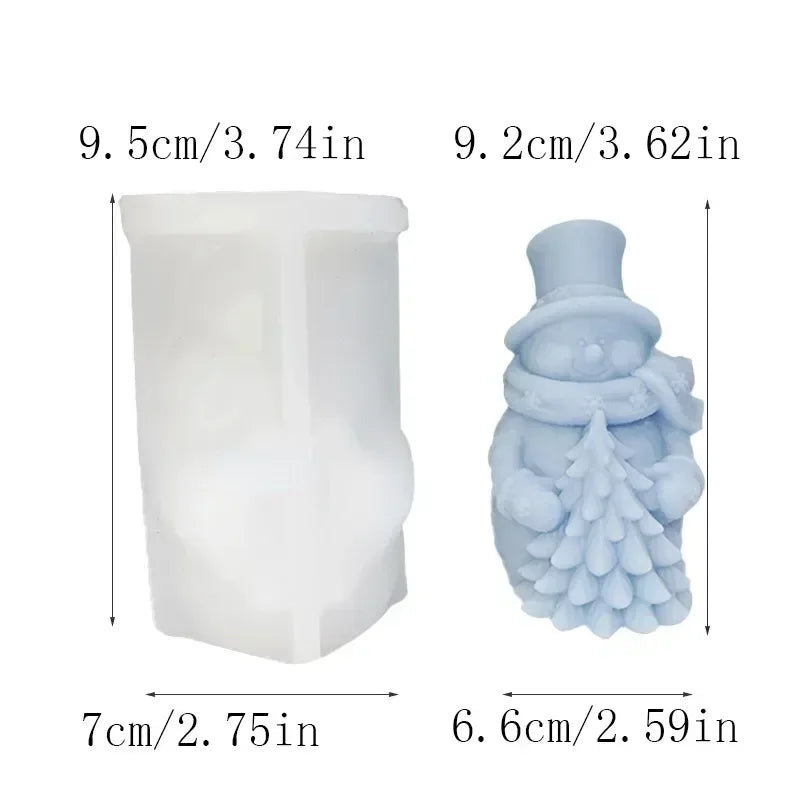3D Santa & Snowman Silicone Candle Mold | Christmas Craft