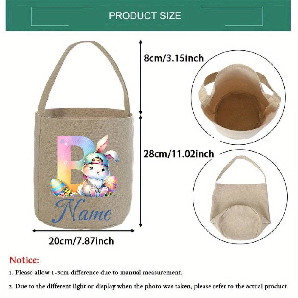 Personalized Bunny Easter Basket for Kids – Custom Name Bag