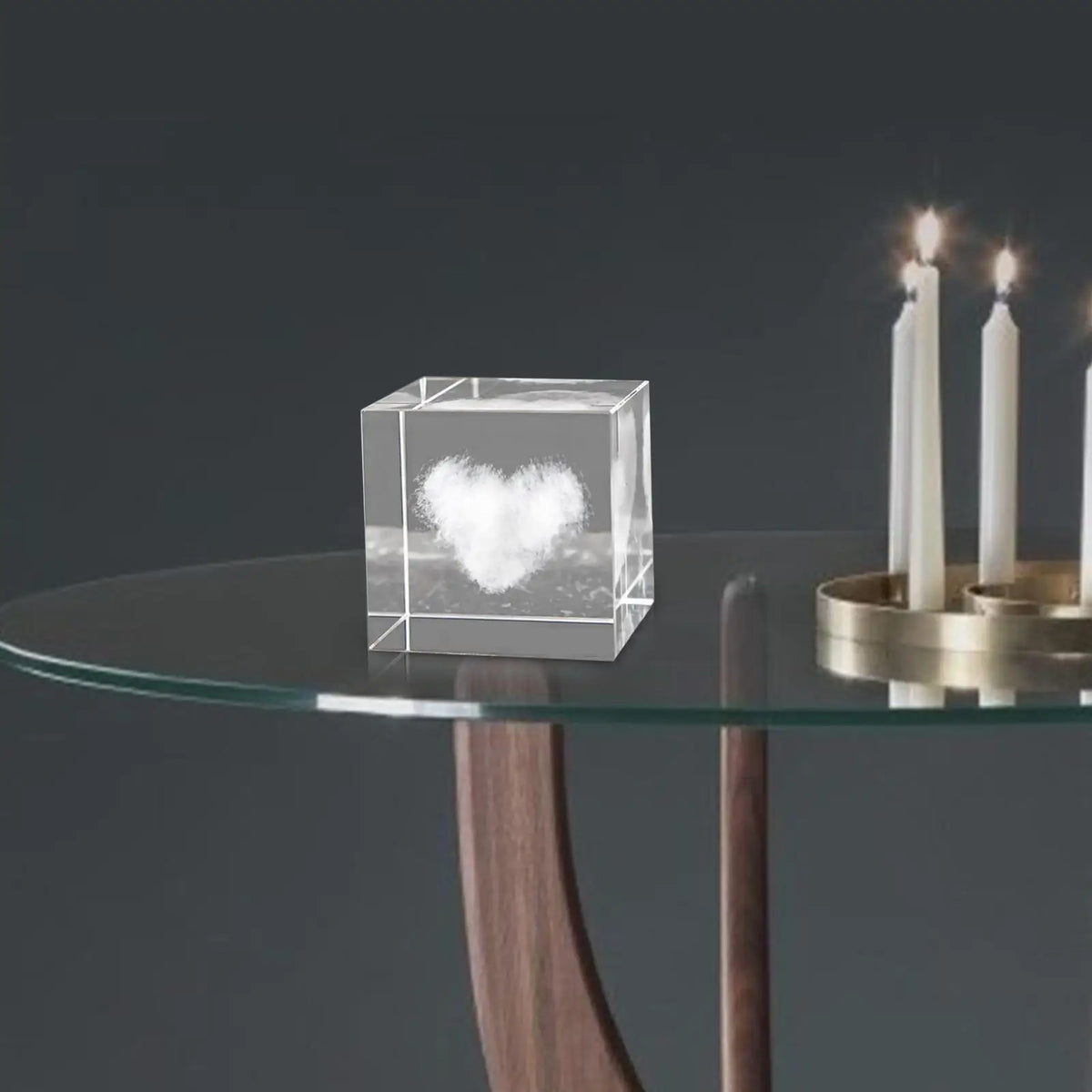 3D Engraved Crystal Cube Glass Figurine Paperweight Gift Decor