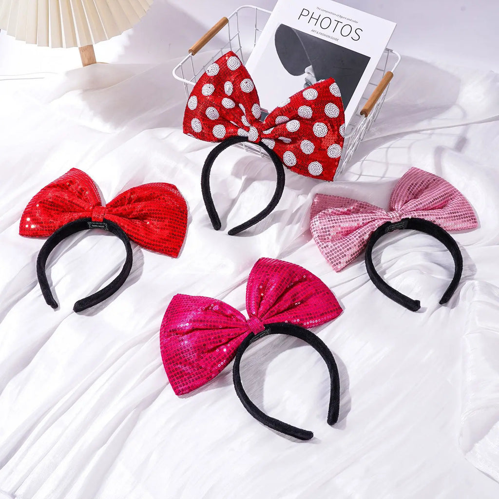 Sequin Bow Christmas Headband | Oversized 3D Hair Accessory