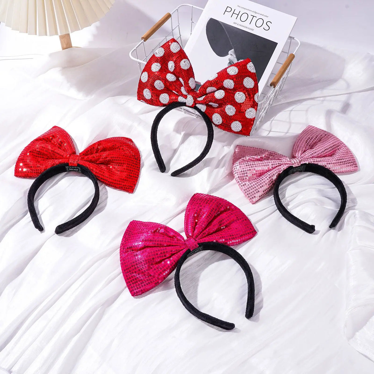 Sequin Bow Christmas Headband | Oversized 3D Hair Accessory