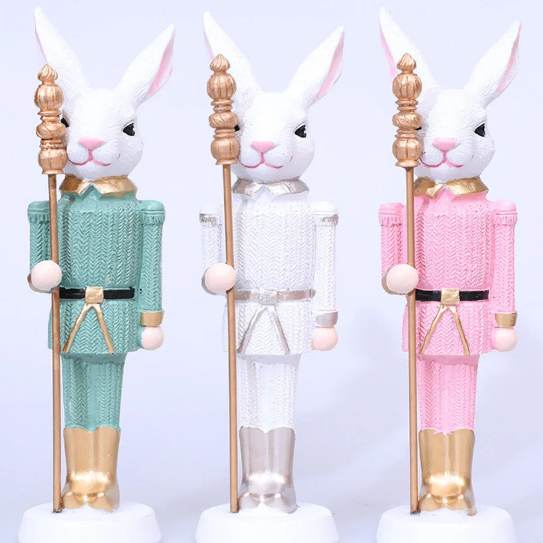 Resin Easter Bunny Statue with Scepter | Spring Tabletop Decor