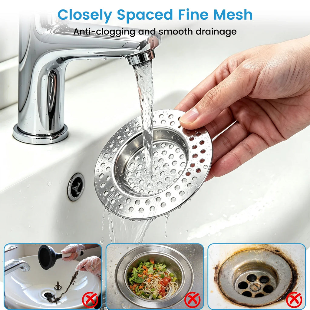 Stainless Steel Sink Strainer & Pop-Up Drain Filter Basket