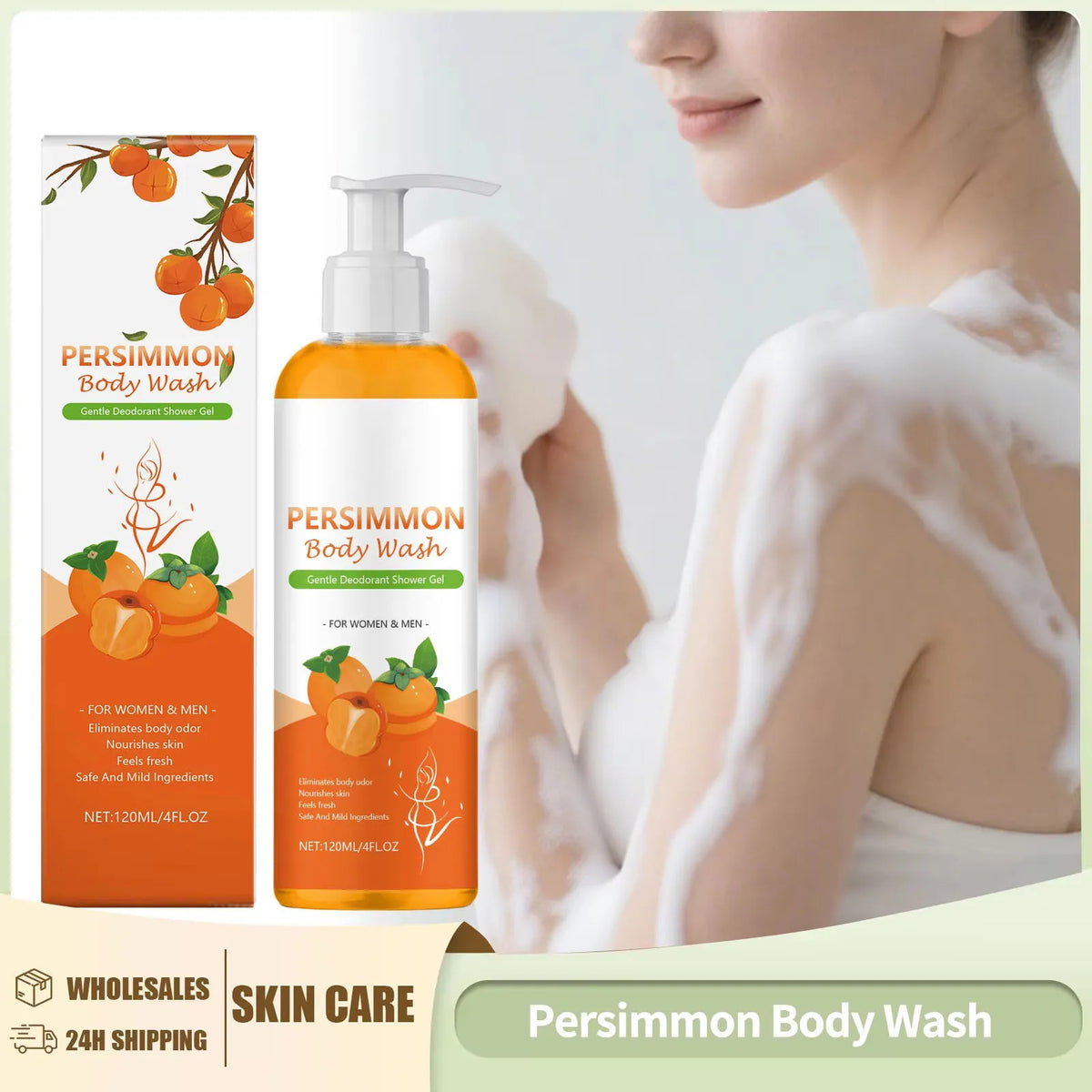 Persimmon & Orange Shower Gel – Oil-Balancing Body Wash 120ml
