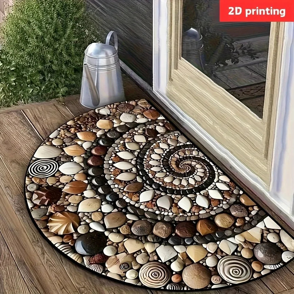 Semi-Circular Anti-Slip Door Mat – Polyester Entrance Rug