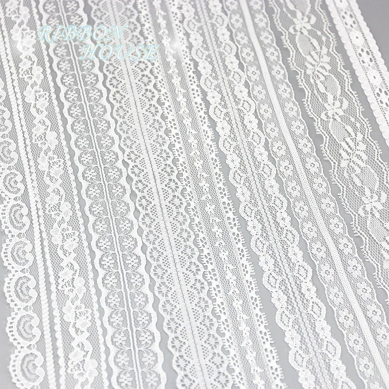 White Lace Ribbon Mix – 10 Styles 10 Yards | Craft & Gift