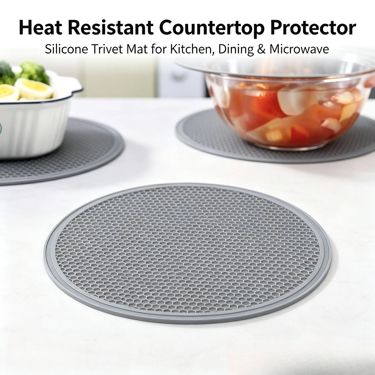 Round Silicone Honeycomb Trivet Mats | Heat Resistant Non-Slip