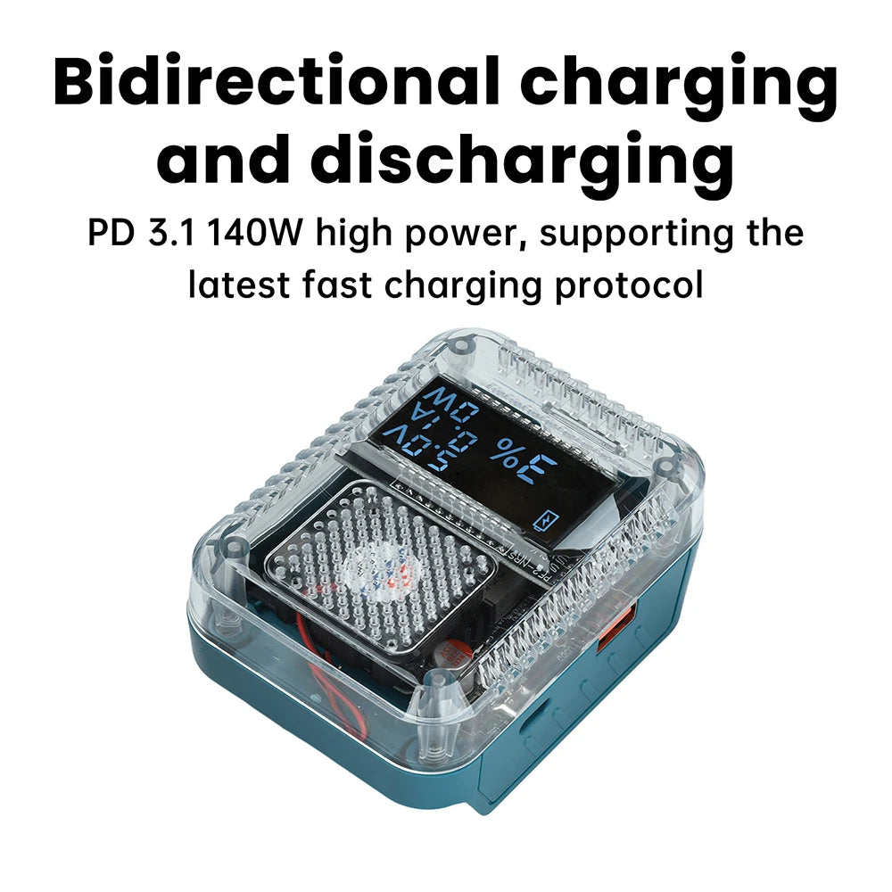 PD3.1 140W Bidirectional Li-Ion Battery Charger – Type-C Display