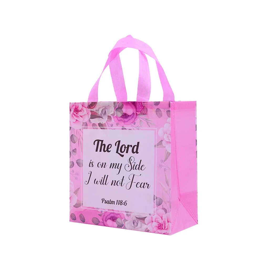 Bible Verse Floral Non-Woven Gift Tote Bag | Holiday Christmas