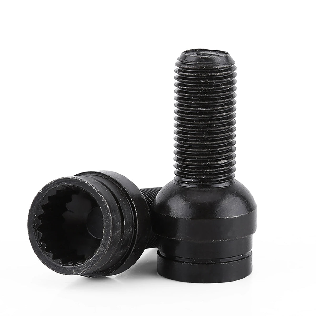 M14x1.5 Black Steel Wheel Lug & Anti-Theft Locking Nut Set + Key