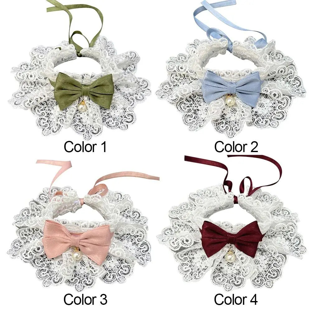 Pet Lace Bowknot Scarf – Cat & Dog Neckerchief Collar Bib