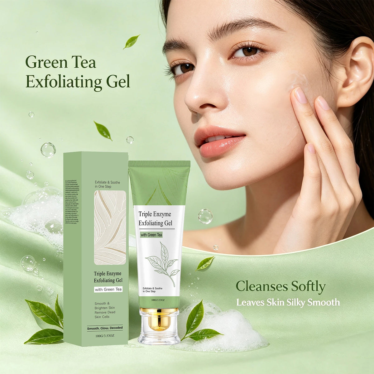Triple Enzyme Green Tea Exfoliating Face Peel Gel | Brightening