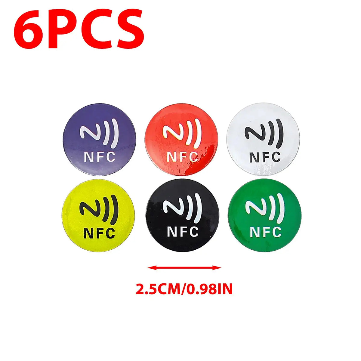 6-Pack Rewritable NFC Tag Stickers – Anti-Metal NTAG213