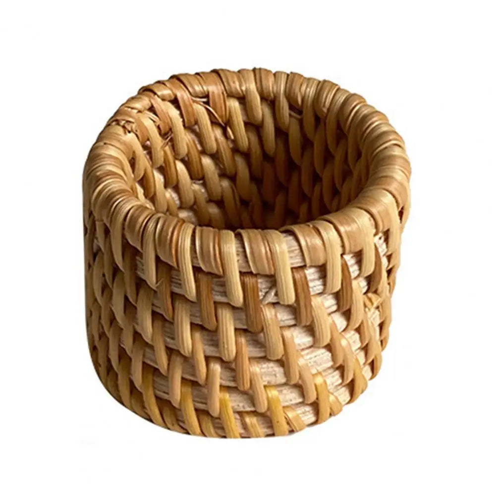 Handwoven Rattan Napkin Rings – Rustic Minimalist Table Decor