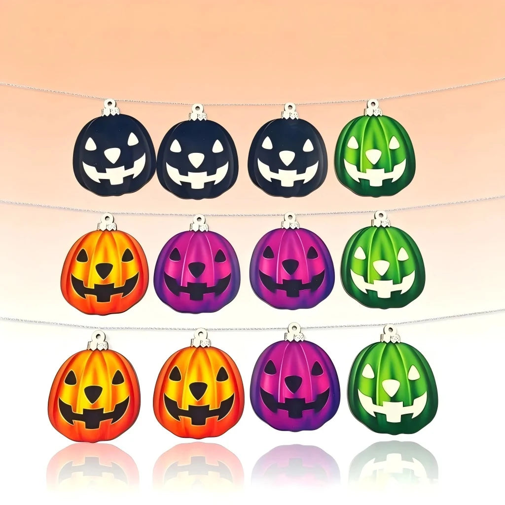 Halloween Wooden Pumpkin Pendants – 12-Piece Holiday Décor Set