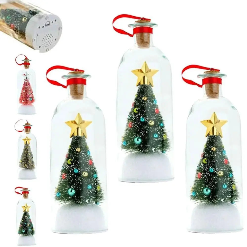 Recordable Christmas Tree Message Bottle – Snowy Scene Ornament