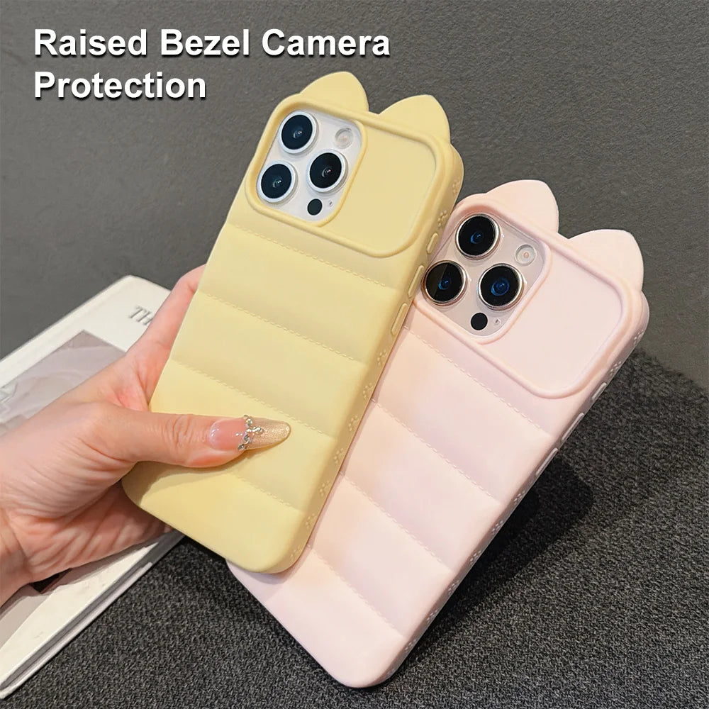 3D Cat Ear iPhone Case – Shockproof Silicone Cover