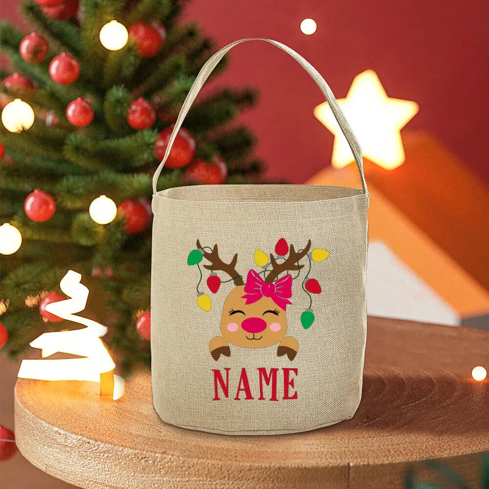 Personalised Deer Christmas Sack Bag | Kids Xmas Gift Tote