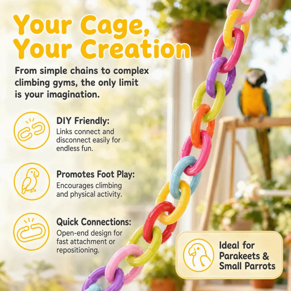 100-Piece Plastic Bird C-Clip Chain Links | DIY Parrot Cage Toy