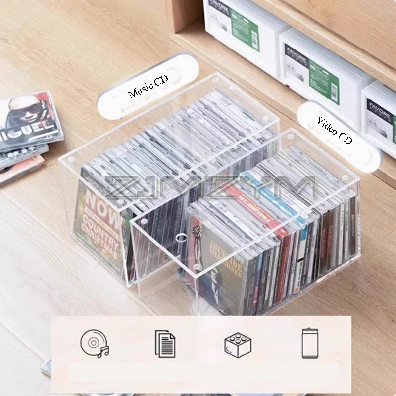 Acrylic CD Storage Box with Lid – Dustproof Stackable Organizer