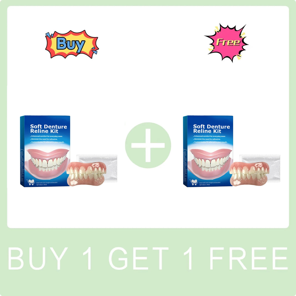 Denture Reline Kit Silicone Soft Liner & Teeth Cover 50g