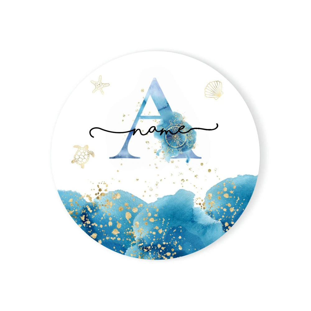 Personalized Ceramic Coaster – Custom Name & Ocean Design Gift