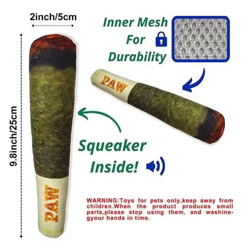 Cigar Plush Squeaky Dog Toy – Interactive Chew for Dogs