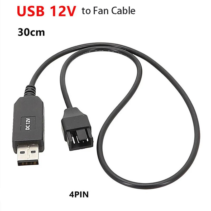 USB to 4-Pin 5V–12V Boost Cable for Computer Cooling Fan