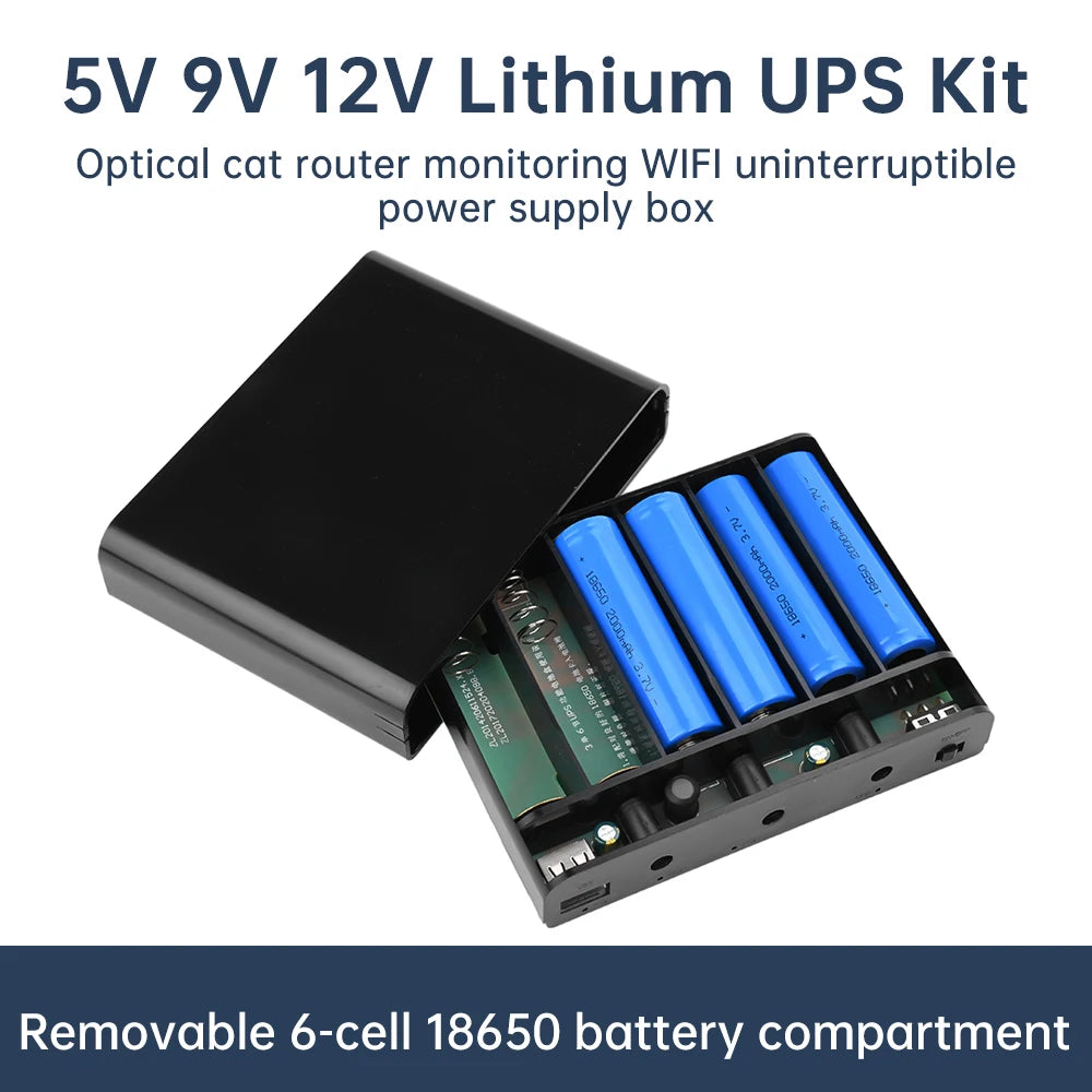 ANENG 6×18650 UPS Battery Box 60W | 5V 9V 12V DC Power Supply