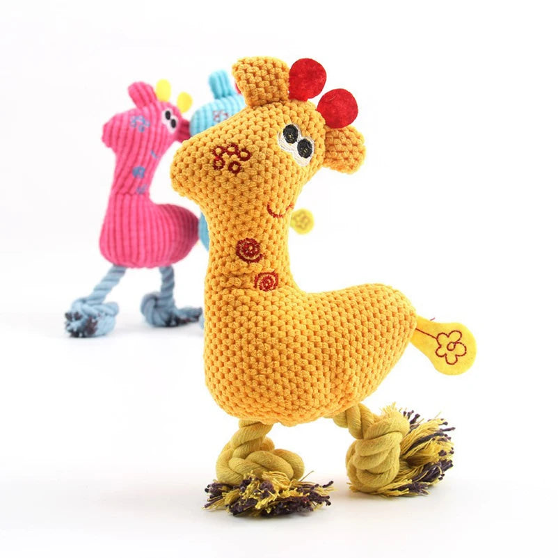 Sika Deer Plush Squeaky Dog Toy – Bite-Resistant Fleece