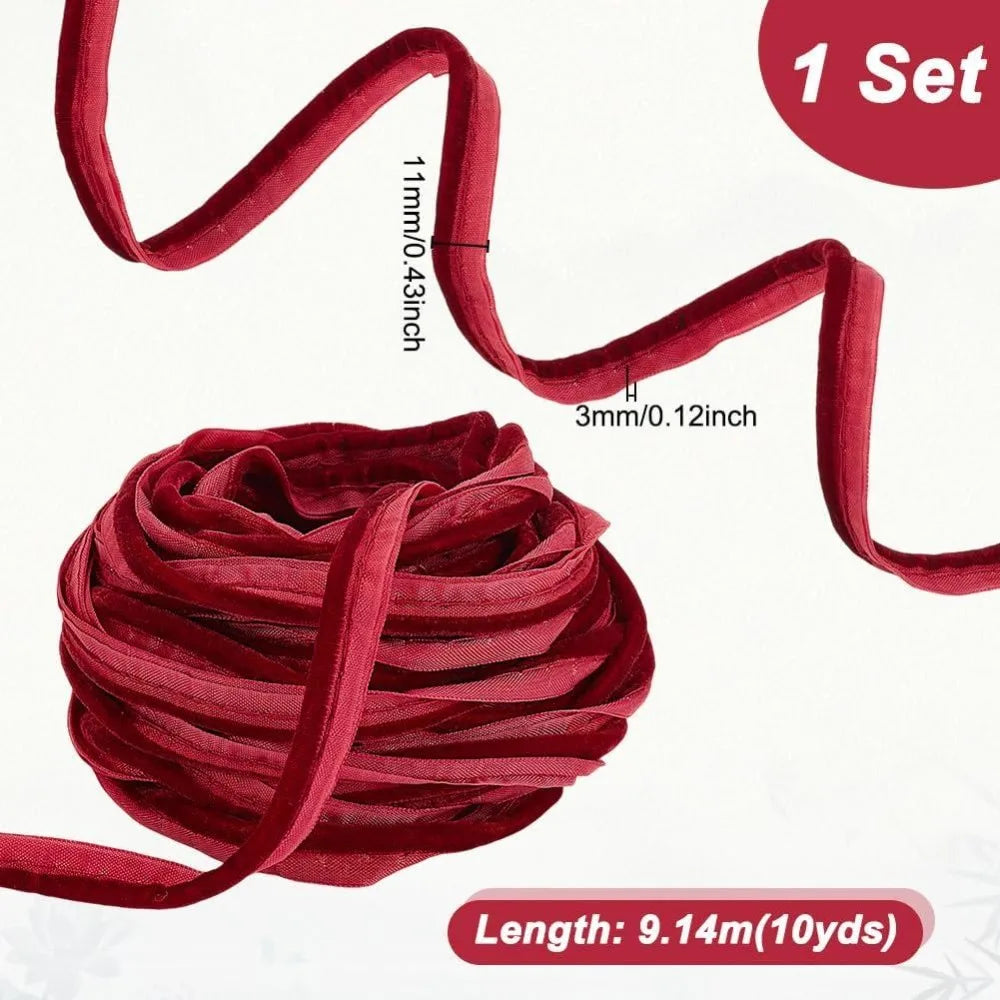 10 Yards Velvet Piping Trim 1/2 Inch Bias Tape Welting Cord