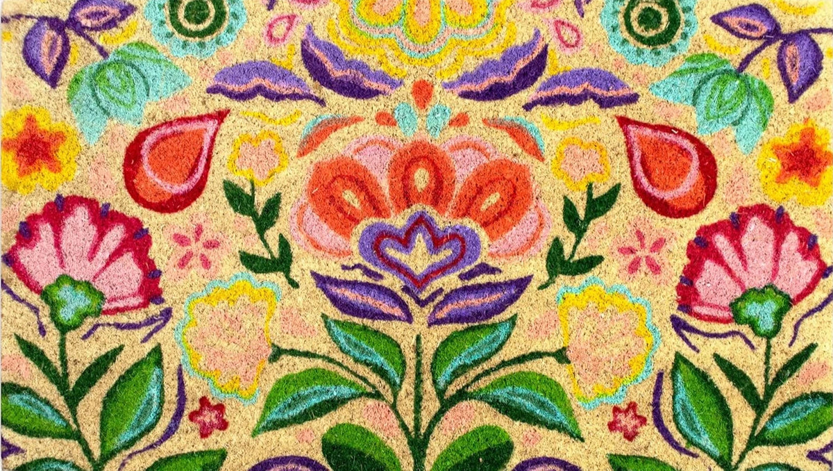 Welcome Doormat – Cottage Print Non-Slip Washable Entryway Mat