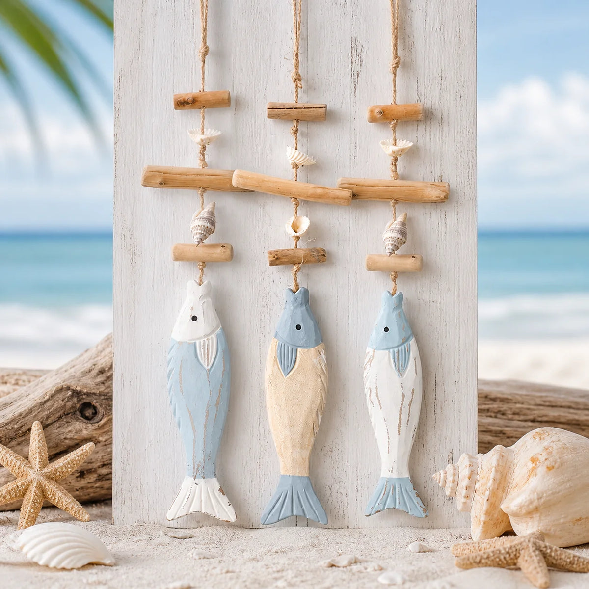 Coastal Wooden Fish Wall Hanging | Nautical Beach Decor
