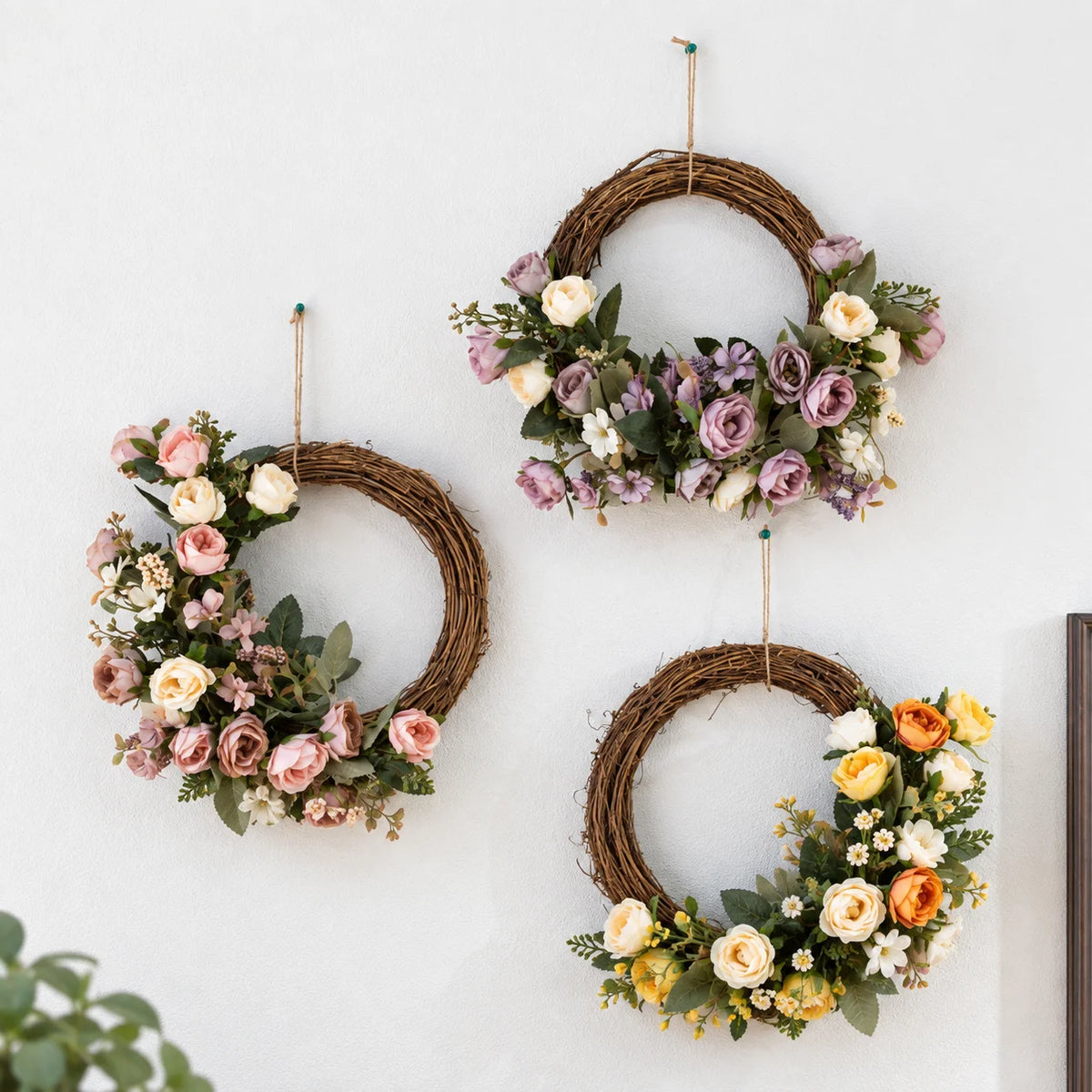 Rustic Hydrangea Rose Wall Wreath | Front Door & Wedding Decor