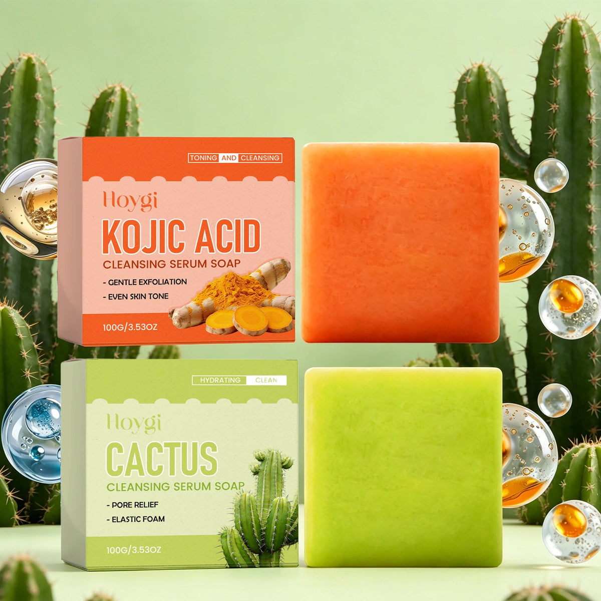 Kojic Acid & Cactus Brightening Soap – Even Skin Tone Cleanser