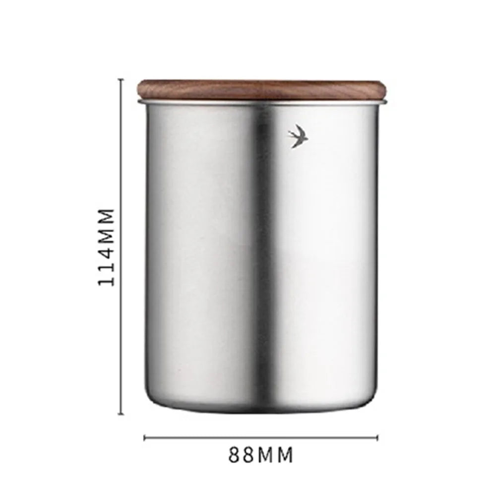 Stainless Steel Matcha Jar with Wood Lid – 380ml & 560ml