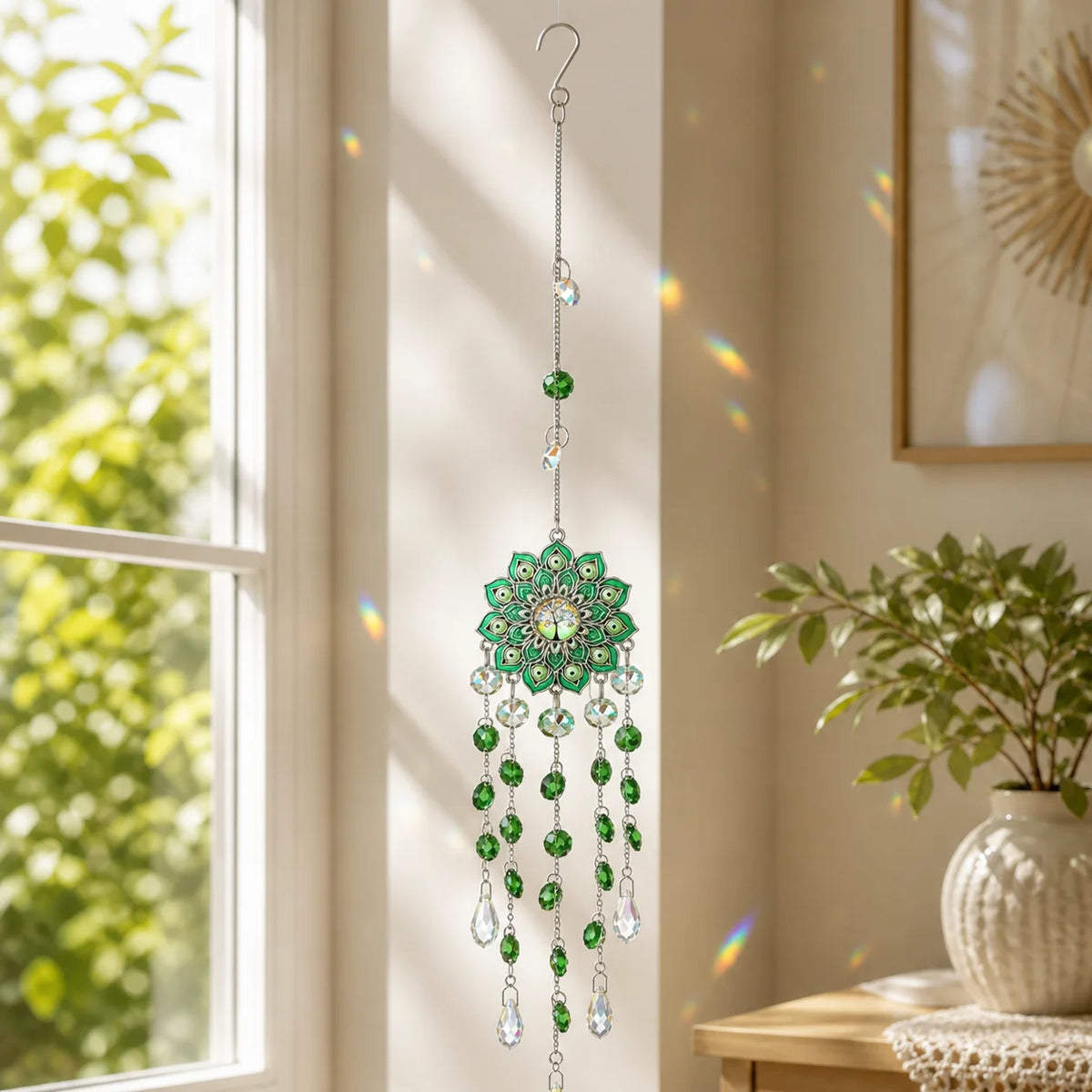 Crystal Sun Catcher Floral Rainbow Prism Pendant – 4 Colors