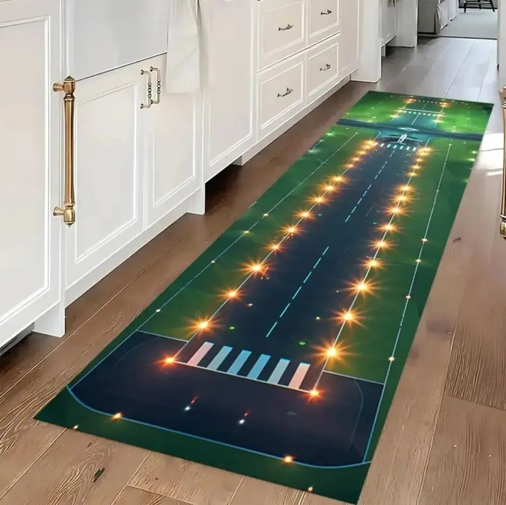 Airplane Runway Runner Rug – Kids Aviation Non-Slip Carpet