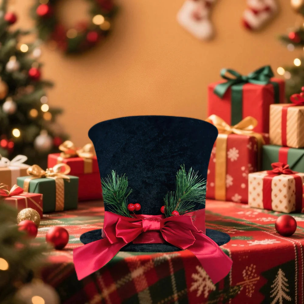 Christmas Tree Top Hat Topper – Striped Polyester Ornament