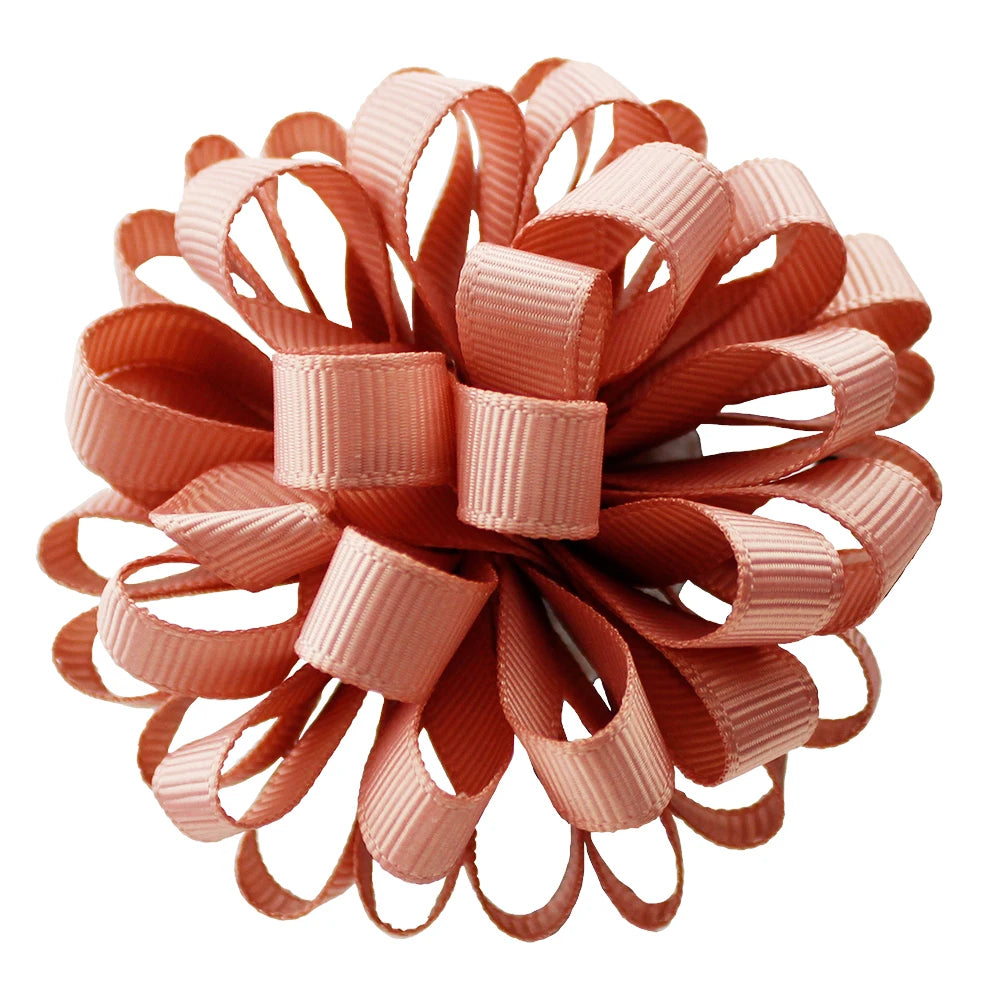 2-Pack Girls Grosgrain Ribbon Loopy Puff Hair Bow Clips
