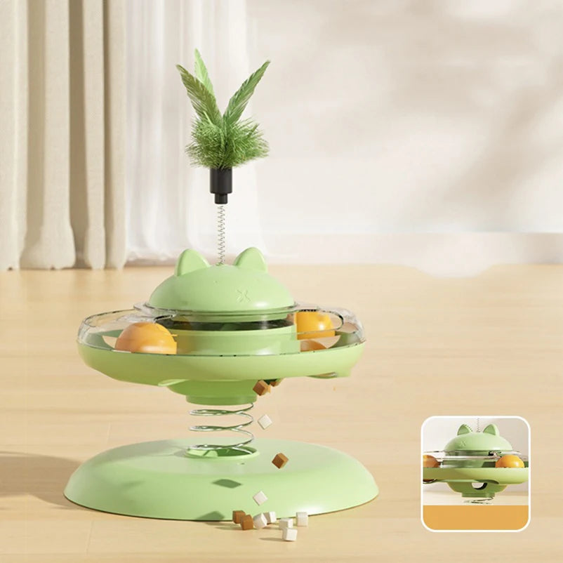 Cat Play Disc Toy – Track Ball, Food Leakage & Turntable