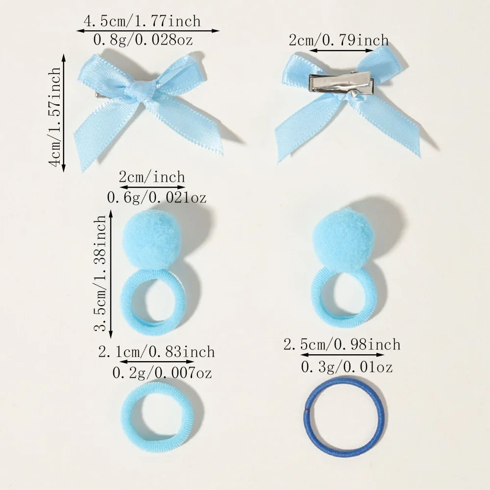 Kids' Handmade Bow Hair Clip & Rubber Band Headband Set