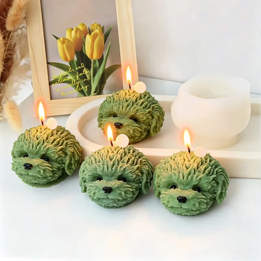Teddy Dog Head Silicone Mold – DIY Candle Soap Craft Mould