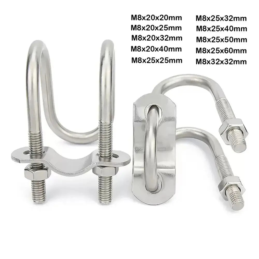 Galvanized Double U Cross Clamp M8 | Pipe Tube Clip 20–50mm