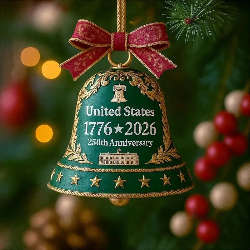 USA 250th Anniversary Bell Ornament | Patriotic Acrylic Decor