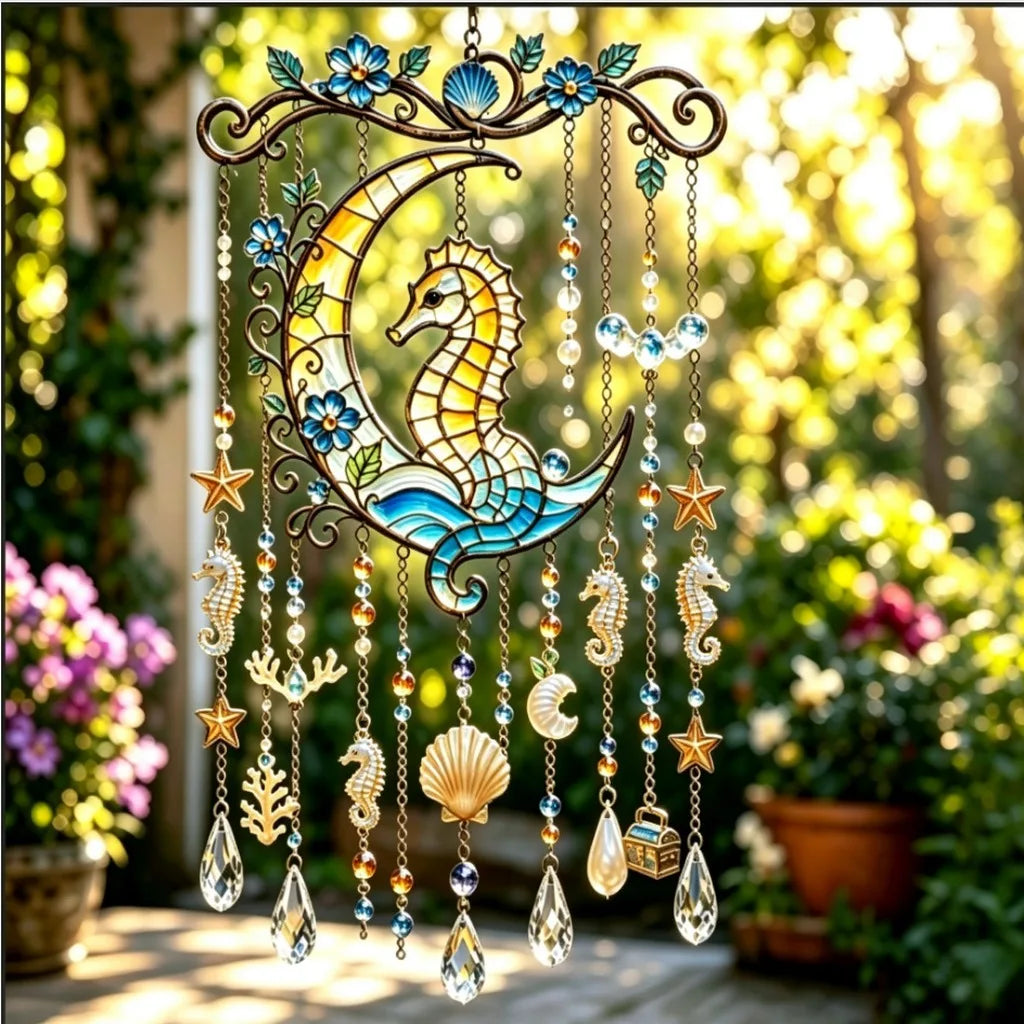 Ocean Sea Turtle Stained Glass Wind Chime – Acrylic Crystal