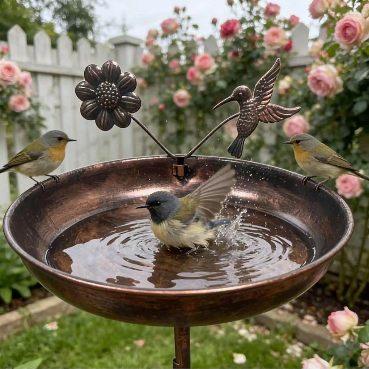 Wrought Iron Bird Bath Bowl – Large Outdoor Garden Water Basin